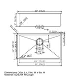 ZNTS 30" L X 18" W Undermount Kitchen Sink With Sink Grid W122543664