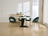 061-Set of 1 Velvet Fabric Chairs With Curved Backrest and Golden Metal Legs for Kitchen or W527P255476