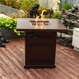 28IN Square fire pit table Propane Fire Table with Stainless steel lid W853P204429