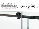 48*76" Fixed & Sliding Shower Door, Square Tube Hardware, Clear Glass Shower Door, 3/8 SGCC 49952757