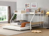 Twin Over FULL Metal Bunk Bed with Trundle 2 - Side Ladder and Full-Length Guardrail, No Box Spring W311133416