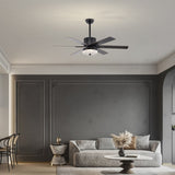 ZNTS 52 Inch Indoor Modern LED Ceiling Fan with Light and Remote Control, 6 Blades , W1592123216