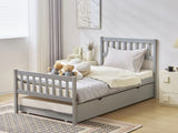 ZNTS Single bunk bed with drag bed gray twin wooden bed pine particle board drag bed 65278309