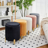 ZNTS Round Ottoman Foot Stool with 23Qt Storage Velvet Footrest Stool Vanity Stool Chair Support 300lbs 69417072