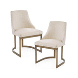 ZNTS 21'' Accent Dining Chairs, Antique Gold Metal Frame Back and Sled Leg Contemporary Modern Style for B03548769