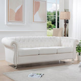 84.65" Rolled Arm Chesterfield 3 Seater Sofa W68058494