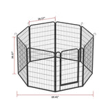 ZNTS 8 Panels Heavy Duty Metal Playpen with door,39.37"H Dog Fence Pet Exercise Pen for Outdoor, Indoor W2181P191361