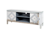 Mirrored TV Stand for 65 inch TV,Sliver TV Console Table with Open Storage & 2 Storage Cabinets W1445P204027