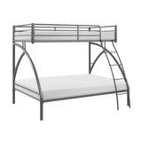 Gray Metal Frame Twin/Full Bunk Bed, Youth Bed, Youth Bedroom Furniture, Easy Assembly B011P248591