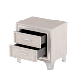 Mid Century Vintage Nightstand with Metal Legs for Bedroom, Velvet Bedside Table with 2 Drawers, N733P183659A