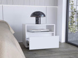 Nightstand 20"H, with One Open Shelf, 1 Drawer and Casters, White B097133213
