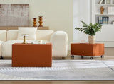 Modern Orange MDF Saddle Leather Table Two Compact Sizes, Perfect for Living Room Decor & Daily W2085P400865