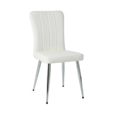 Modern white PU dining chair, cloth upholstered chair, electroplated metal chair legs, suitable for W210P224292