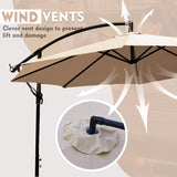 ZNTS 10 ft. Steel Cantilever Offset Outdoor Patio Umbrella with Crank Lift - Beige W2181P181959