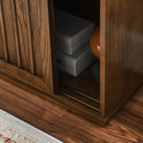 Mid Century Sideboard with 2 Sliding Door & Solid Wood Decorative Strips, Storage Cabinet for Living W1801P195658