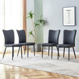 Modern Black PU Chair Set - Four Pieces, The backrest has a vertical and smooth line design.Suitable W1151P268762