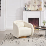Swivel Accent Chair, 360-degree Barrel Chair with Teddy Upholstery, Comfy Pumpkin-Shaped W3244P288825