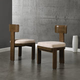 Upholstered Dining Chairs Set of 2, Fabric Side Chairs with Beige Seating Light Brown Solid Rubber N779P236964A