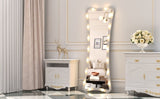Hollywood Full Length Mirror with Lights Full Body Vanity Mirror with 3 Color Modes Lighted Standing W708P235365