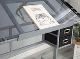 Adjustable Art Drawing Desk Craft Station Drafting with 2 fabric Drawers and 4 Wheels W347P330973