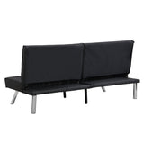 WOOD FRAME, STAINLESS LEG, FUTON, SOFA BED BLACK PVC W2297P247530