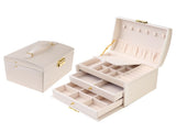 3 Layer Jewelry Box PU Leather Jewelry Organizer Case with Drawer White 50232859
