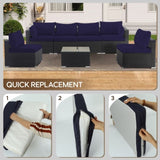Cushion Covers for 7 Pcs Wicker Rattan Sectional Sofa, 14Pack Cushion Slipcovers Set 43736000