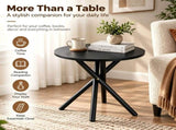 Modern Round Side Table with Crossed Metal Legs, 23.6" Small Accent End Table with Adjustable Feet, 07743307