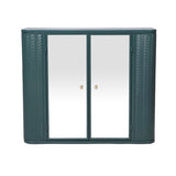 Army Green Wall-Mounted Bathroom Cabinet with Mirror, 2 Mirrored Doors & Open Shelf, Farmhouse Metal W3122P272875