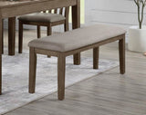 Fabric Upholstered Seat 1pc Bench Wire Brushed Brown Finish Wooden Frame Dining Room Furniture B011104524
