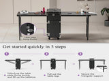 Portable Nail Table Desk, Foldable Rolling Manicure Table with Wheel, Makeup Train Case for Nail 56220372