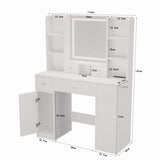 The white vanity with LED mirror is equipped with a hair dryer rack, the vanity in the bedroom W1320P186713