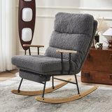 ZNTS Modern Teddy Gliding Rocking Chair with High Back, Retractable Footrest, and Adjustable Back Angle W2012137613