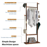 ZNTS Coat Racks solid wood hanger 23.6* 11*64.1in Solid environmental protection easy to assemble W2987P225473