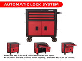 28 Inch 3-Drawer Rolling Tool Chest with Wheels, Steel Tool Cabinets with Drawers, Liners and W3037P309498