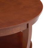 Traditional Round Coffee with Open Storage Shelf,2-Tier Storage Wood Center Circle Accent W1693P216929