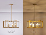 22" Modern Golden Geometric 6-Light Chandelier Industrial Metal Pendant Light Fixture for Living W1340P279979