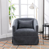 ZNTS 360-degree Swivel Accent Armchair Linen Blend Grey W676102323