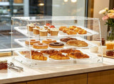 3-Tier Commercial Countertop Bakery Display Case, Acrylic Pastry Display Box with Rear Door Access, 62814467