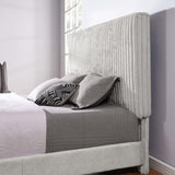 Queen Size Minky Stone Upholstered Platform Bed B108P160254