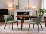 Tool-Free Assembly Dining Chairs Set, Upholstered Kitchen Chairs with Rubberwood Legs, Green 25907836