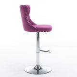 Swivel Velvet Barstools Adjusatble Seat Height from 25-33 Inch, Chrome base Bar Stools with Backs W1143137914