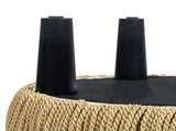 Edward 17.5" Round Upholstered Ottoman with Bullion Fringe Fawn Brown Performance Velvet B2719P320843