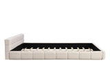 Elegant Beige Chenille Upholstered Bed with Checkerboard Design, King, Beige N769P264802A