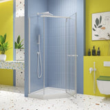 Pivot shower door, with 1/4" tempered glass , 34.75 in. x 72 in. Frameless Neo-Angle Pivot Shower W2122P228620