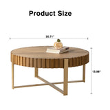 Round two-ply Coffee Table Handcrafted Relief Sturdy Pedestal Wooden Olive-Shaped Tea Table for W3081P255166