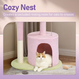 33in Cat Tree, Multi-level Cat Tower with Cat Scratching Post with Curved Perch, Cozy Cat Condo, 91214223
