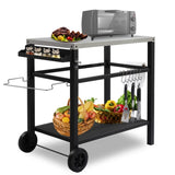 ZNTS Stainless Steel Flattop Grill Cart, Movable BBQ Trolley Food Prep Cart, Multifunctional Worktable 87068651