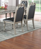 Majestic Formal Set of 2 Side Chairs Grey / Silver Finish Rubberwood Dining Room Furniture Intricate B011138658