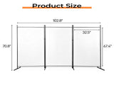 3-Fold Foldable Screen 160g Plastic Feet Polyester Fabric Carbon Steel Frame Room Divider 6FT 09706590